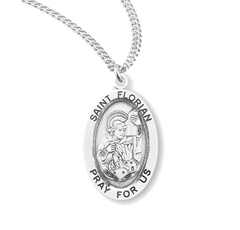 0.9" St. Florian Oval Sterling Silver Medal