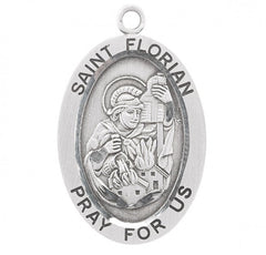0.9" St. Florian Oval Sterling Silver Medal