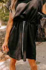 Coffee Run Cutie Mini Dress in Black