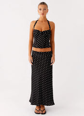 Breanne Midi Skirt - Black Polka Dot