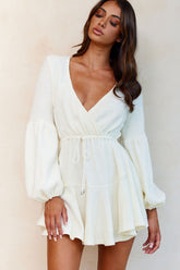 Annalise Long Sleeve Drawstring Knit Dress White
