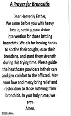 A Prayer for Bronchitis U - LAMINATED HOLY CARDS- QUANTITY 25 PRAYER CARDS