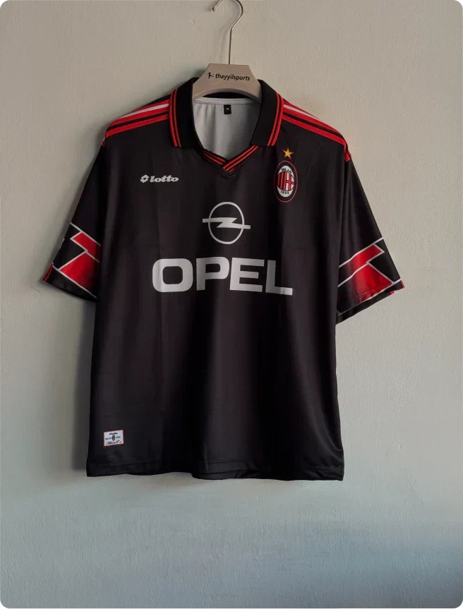 ACMILAN 1997-98 THIRD KIT MALDINI FIVESLEEVE POLO