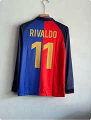 BARCELONA 1999 HOME KIT RIVALDO FULLSLEEVE POLO PREMIUM