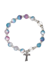 Blue Jade Bracelet With Tau Cross Charm