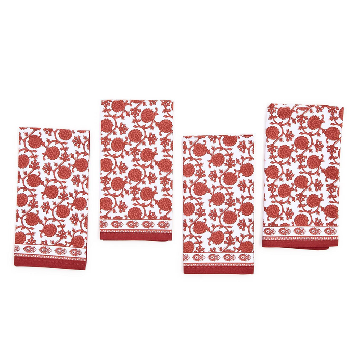 Botanica Set of 4 Block Print Cloth Napkins