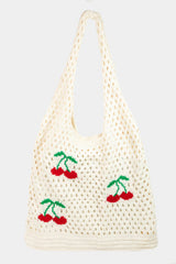 Cherry Crochet Knit Shoulder Bag