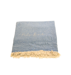 Custom Location Script Embroidered Linen Throw Blanket