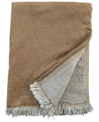 Custom Location Script Embroidered Linen Throw Blanket