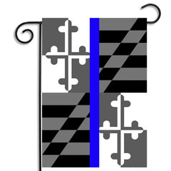 Subdued Maryland State Flag Thin Blue Line Law Enforcement Nylon Garden Apartment Flag