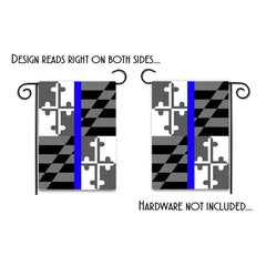 Double Sided Maryland State Flag Thin Blue Line Law Enforcement Garden Flag