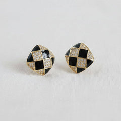 Enamel Chessboard Earrings