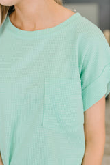 Foundation First Waffle Knit Relaxed Tee in Mint – alternate view 2