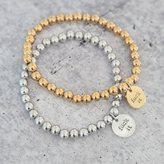 Fuck It Beaded Bracelet – Stainless Steel Stretch Bracelet in Gold or Silver – One Size Fits Most Salt and Sparkle
