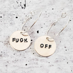 FUCK OFF Hoop Earrings Salt and Sparkle