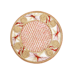 Handwoven Red Caracol Iraca and Straw Placemat