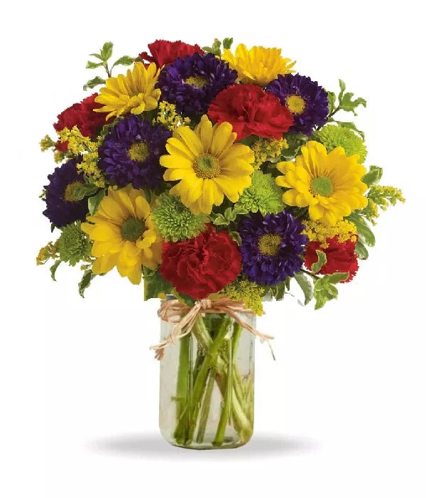 Hooray Bouquet in a Mason Jar bloomexusa
