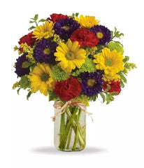 Hooray Bouquet in a Mason Jar bloomexusa