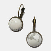 Howlite Earrings Inner Peace Gems Bronze Leverback White Stone