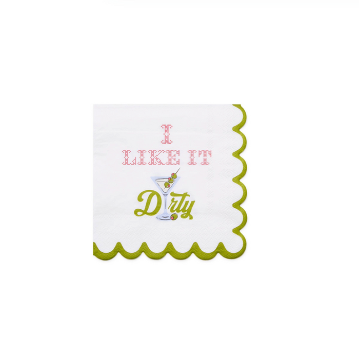 "I Like it Dirty" 3-Ply Paper Cocktail Napkin with Scalloped Edge