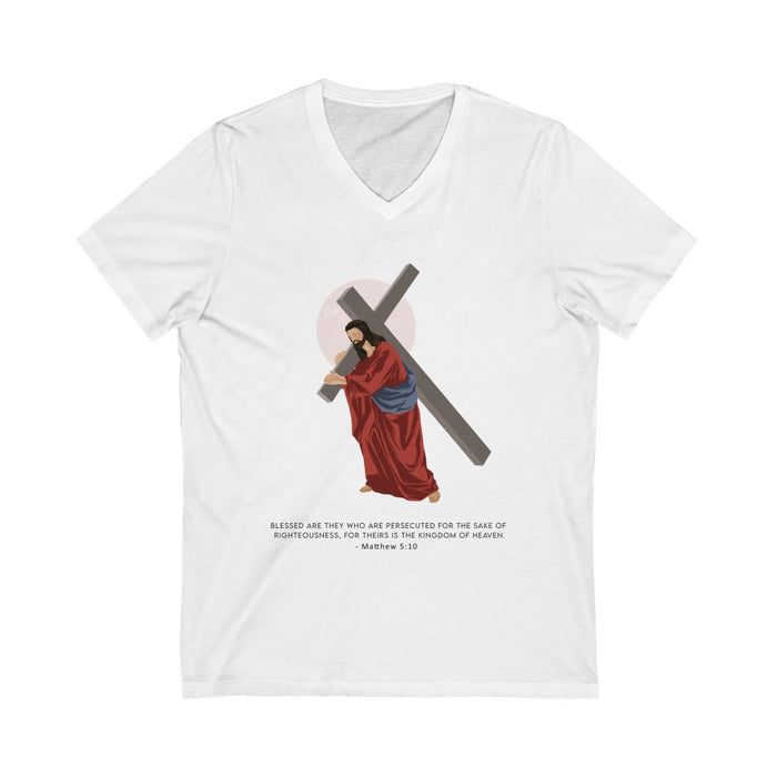 Jesus Christ - Blessed are the persecuted Unisex V-Neck
