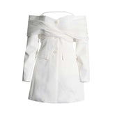 Mesh Open Shoulder Blazer Mini Blazer Dress