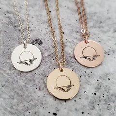 Minimalist Ocean Sunset Charm Necklace Salt and Sparkle