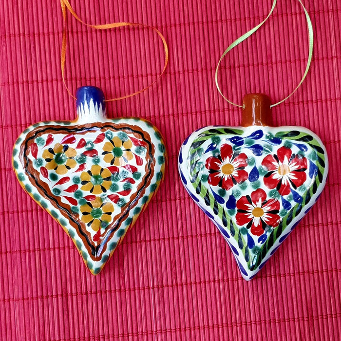Ornament Heart Flat Set of 2 MultiColors