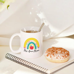 Personalized Tiny Human Wrangler Teacher Mug - Funny Teacher Coffee Cup - Teacher Cup for End of Year Gift - Preschool Rainbow Teacher Mug