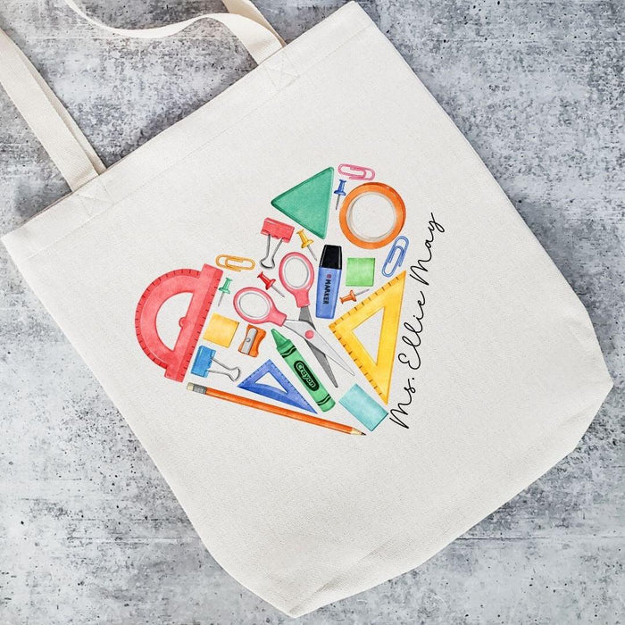 Personalized Teacher Tote Bag - Preschool Teacher Appreciation Gift - Custom Teacher Appreciation Gift Bag - End of Year Gift From Child