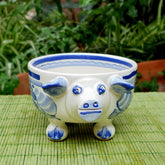 Pig Molcajete Bowl Blue and White