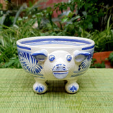 Pig Molcajete Bowl Blue and White
