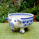 Pig Molcajete Bowl Blue and White