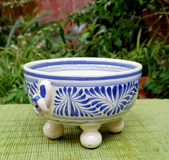 Pig Molcajete Bowl Blue and White
