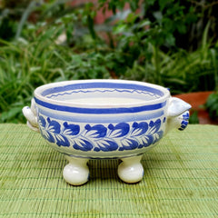 Pig Molcajete Bowl Blue and White