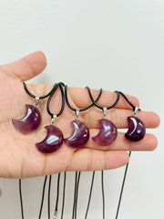 Purple Fluorite Moon Necklaces