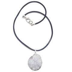 Quartz Clear Necklace Raw White Cluster Sparkling Stone Chunky Leather