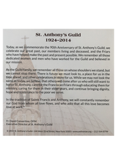 St. Anthony's Guild: 90th Anniversary Commemoration