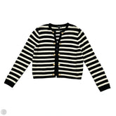 Sweater Cardigan By Aqua In Black & Cream, Size: L