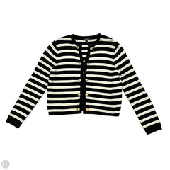 Sweater Cardigan By Aqua In Black & Cream, Size: L