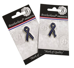Thin Blue Line Ribbon Shape Police Sheriff Memorial Lapel Pin