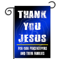 Thin Blue Line Thank You Jesus Law Enforcement Garden Flag