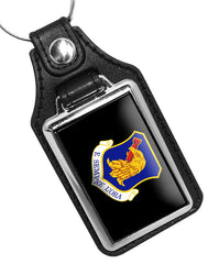 United States Air Force 96th Air Base Wing E Sempre L'ora Faux Leather Key Ring