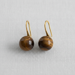 Vintage Round Tiger's Eye Earrings