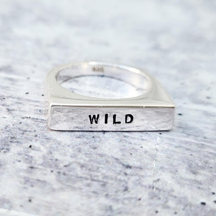 WILD Statement Ring: Gold Plated Sterling Silver Flat Top Ring