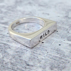 WILD Statement Ring: Gold Plated Sterling Silver Flat Top Ring