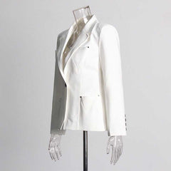 Women's Blazer Pocket Embellished V Neck One Button Jacket