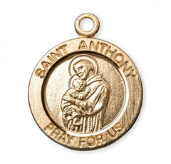 0.8" Patron Saint Anthony Round Gold Over Sterling Silver Medal