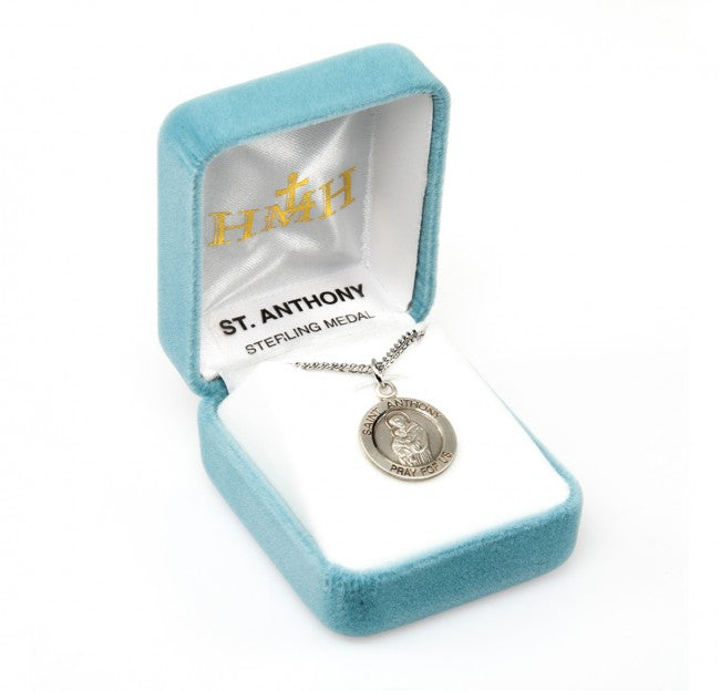 0.8" Patron Saint Anthony Round Sterling Silver Medal