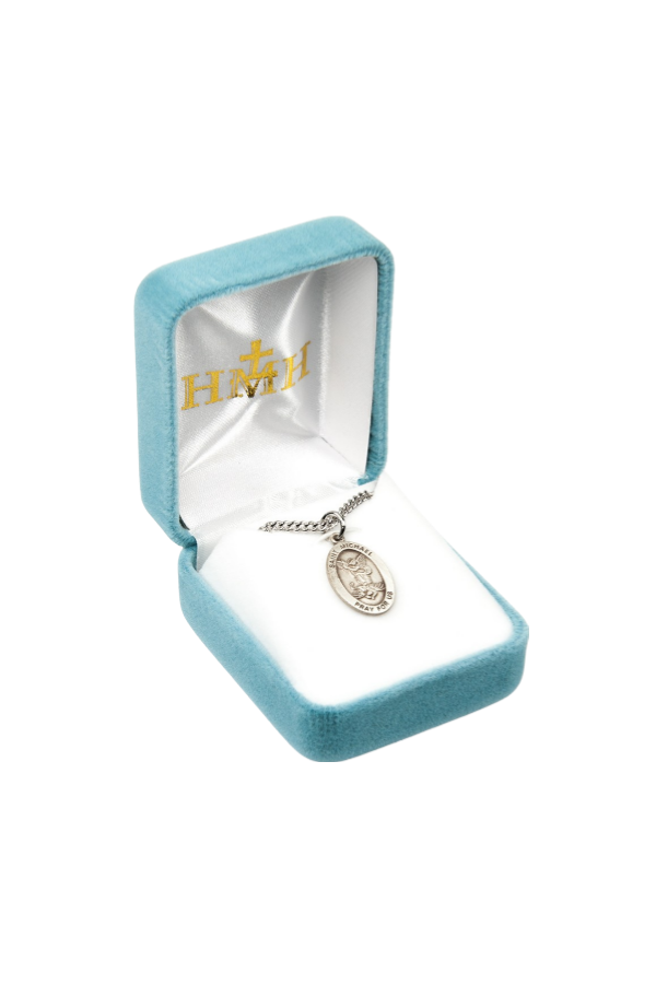 0.8" Saint Michael Archangel Oval Sterling Silver Medal